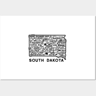 South Dakota Map Posters and Art